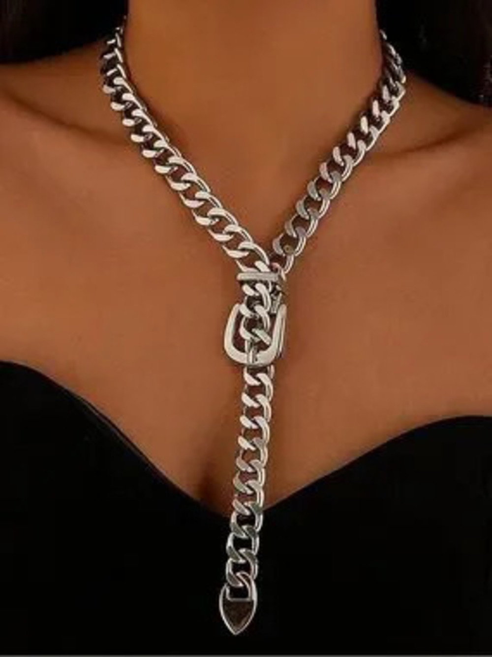 !!!Anthropologie Polished Silver Chunky Lariat Necklace
